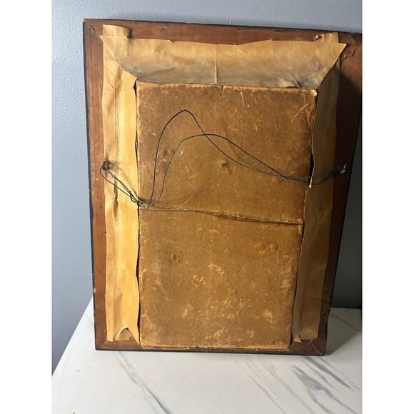 1889 Catholic Devotional Shrine Pair Framed Religious Figures with Original Text - Picture 8 of 16